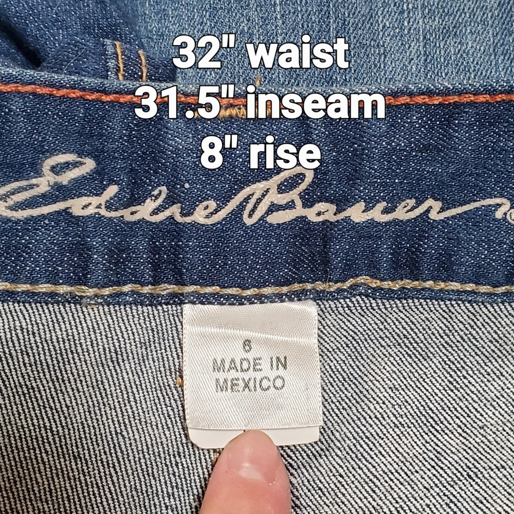 Eddie Bauer Y2K Curvy Trouser Flare Jeans Western Dressy Blue Denim 32x31 Size 6 - Picture 5 of 9